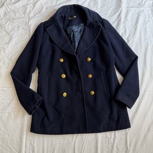 Forever 21 Double-Breasted Navy Peacoat with Gold Buttons